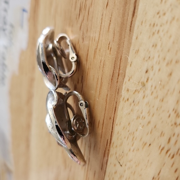 Vintage Silver Clip-on Earrings by Trifari - Picture 2 of 5